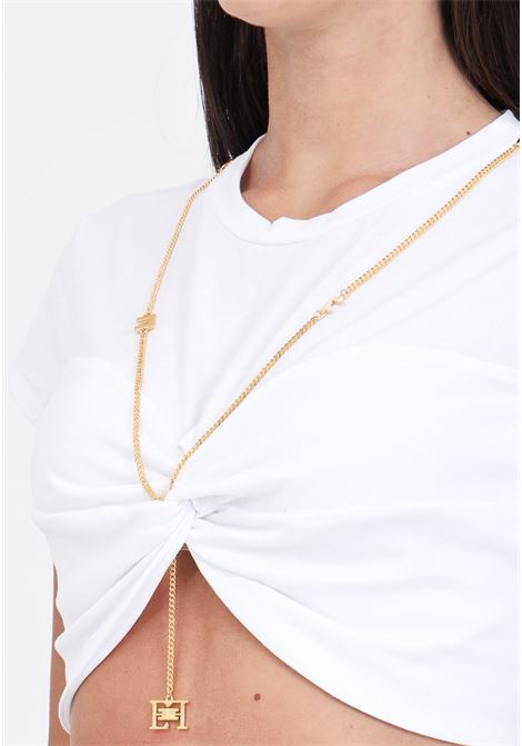 Women's white croppet t-shirt with necklace ELISABETTA FRANCHI | MA02141E2270